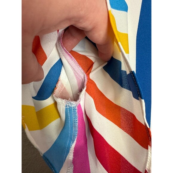 Color Me Courtney Size XS Taira Wrap Dress Rainbow Stripe V-Neck Flutter Sleeve - Picture 12 of 14